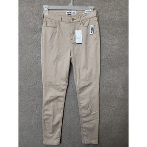 Old Navy Rockstar Super Skinny Dress Pants Womens 8 Sateen Beige Stretch NEW